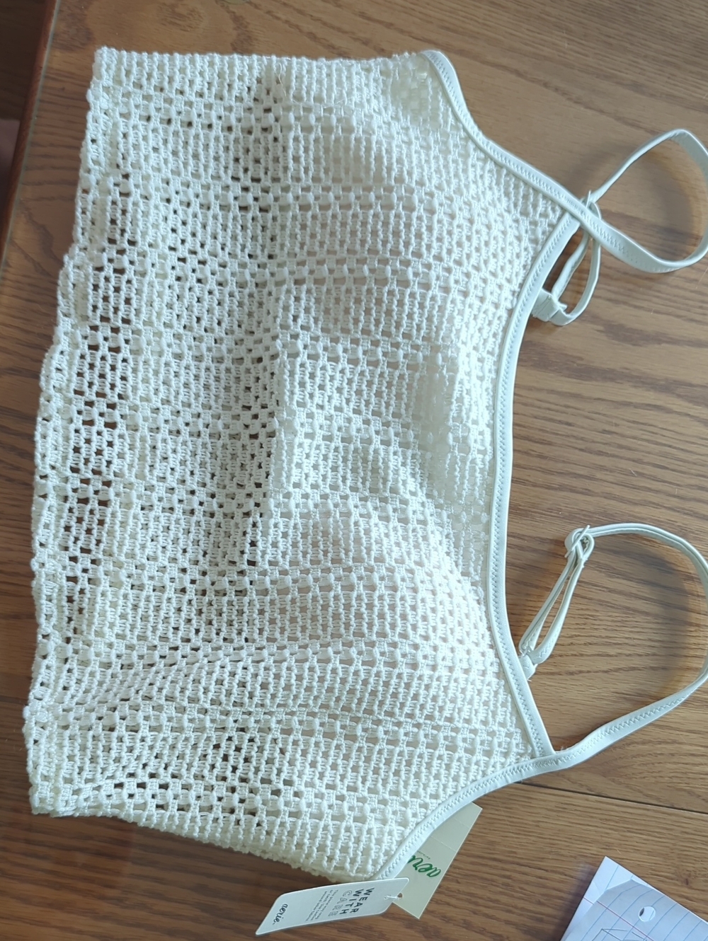 aerie White Crochet Cropped Cami